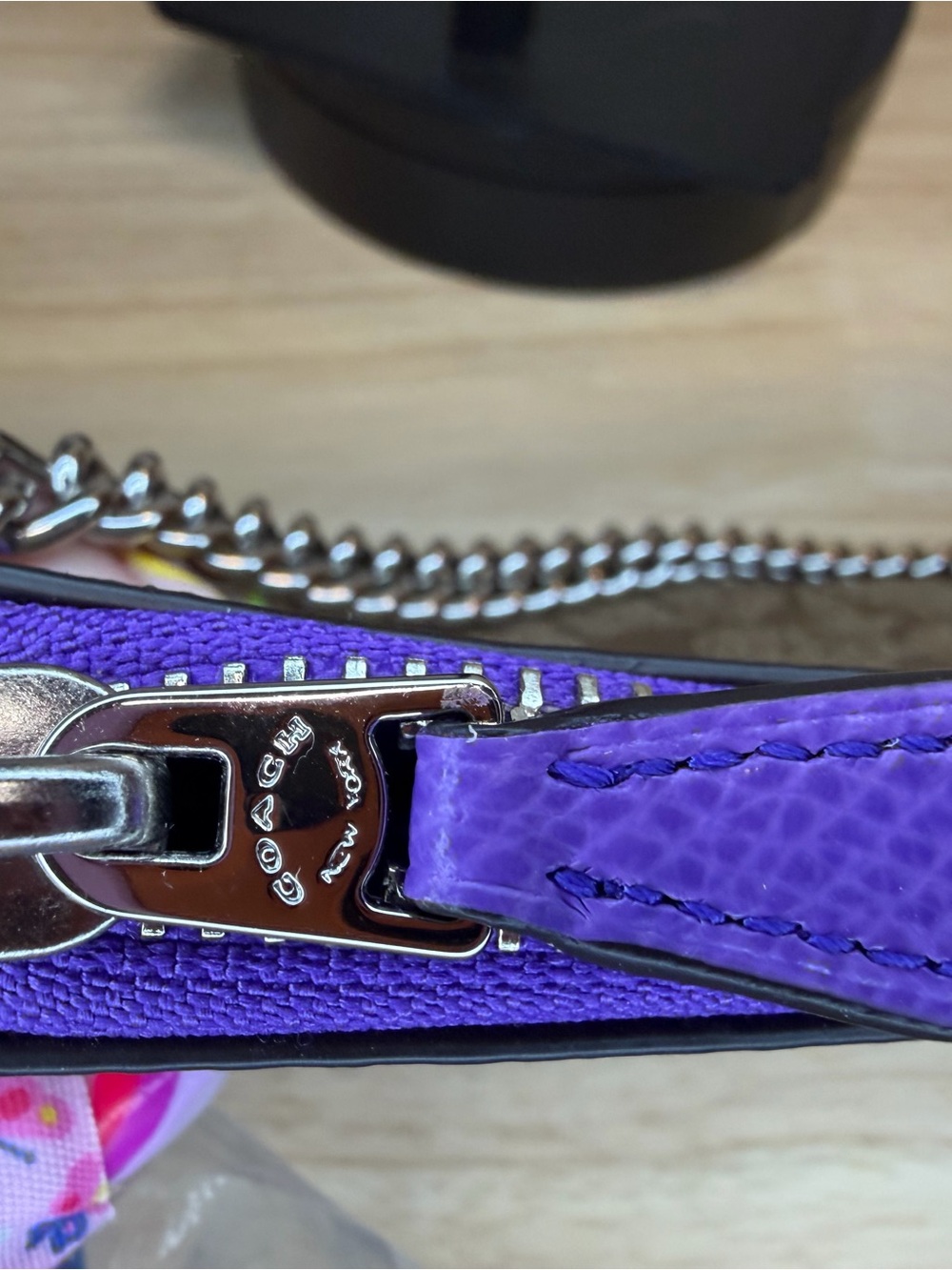 Coach Signature Canvas Wristlet in Purple Trim NWT - Picture 9 of 9